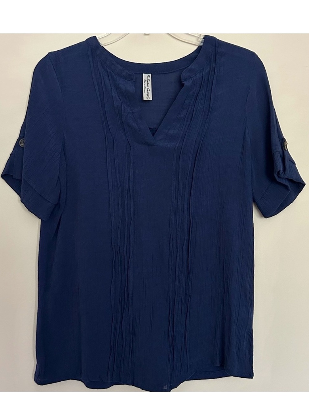 PerSeption Concept Women’s Short Sleeve Navy Blouse